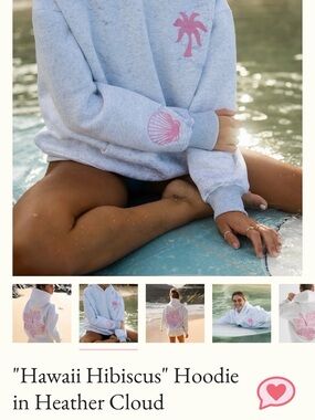 Pink Palm Puff - Trending Hoodie Authentic Gray & Pink SZ -S